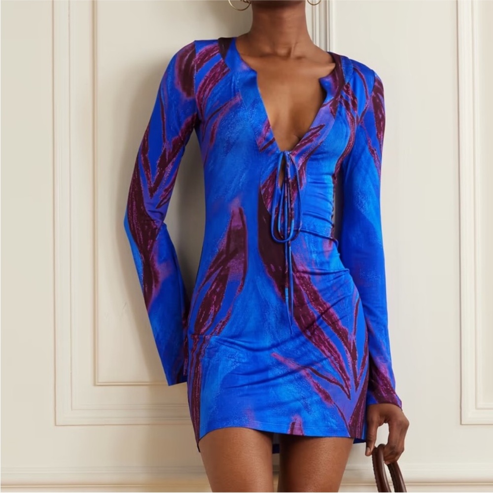 Louisa Ballou Abstract Print Long Sleeve Kaftan Dress